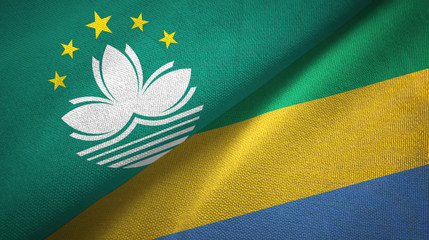 Macau and Gabon two flags textile cloth, fabric texture