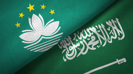 Macau and Saudi Arabia flags textile cloth