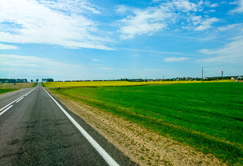 Fototapeta premium road and farm Brest City of Belarus