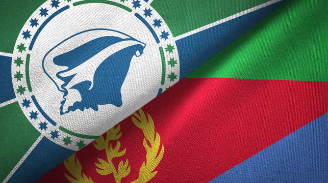 Martinique and Eritrea two flags textile cloth, fabric texture