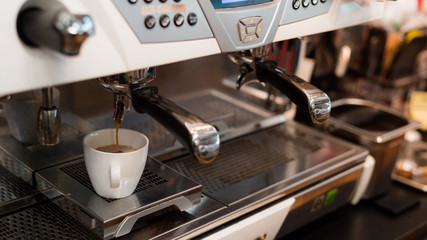 black coffee morning on coffee maker