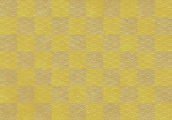 背景：青海波 市松模様 波 海 市松 伝統 和風 和柄 図案 壁紙 テクスチャー 金 屏風