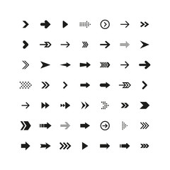Set of black arrows. Collection of different styles. Vector illustration.