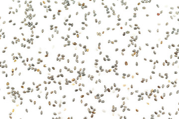 chia seeds on white background.