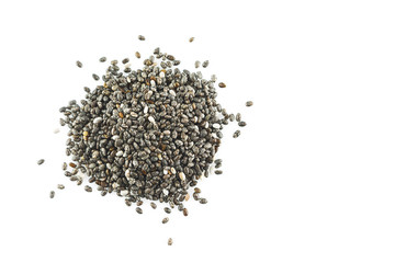 chia seeds on white background.