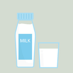 Vector modern flat design illustration featuring pair of classic milk bottles