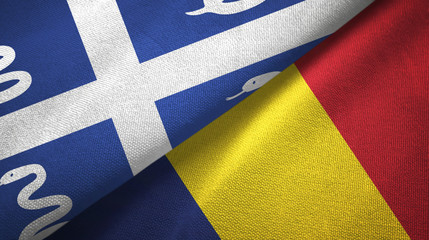 Martinique snake and Chad two flags textile cloth, fabric texture