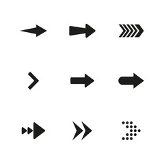 Set of black arrows. Collection of different styles. Vector illustration.