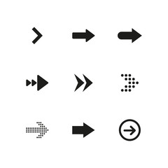 Set of black arrows. Collection of different styles. Vector illustration.