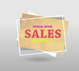 Quote sale banner. with polygonal triangles, 3d mesh polygons, rounds, lines, explosion for business and sale shopping. Vector eps 10 format.