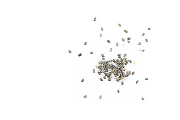 chia seeds on white background.