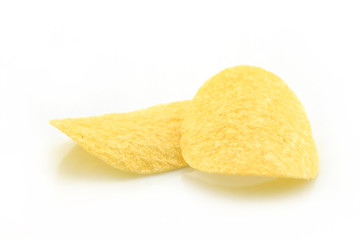 potato chips on white background.