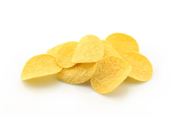 potato chips on white background.