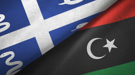 Martinique snake and Libya two flags textile cloth, fabric texture