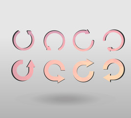 Arrow refresh icon reload sign set with polygonal triangles style. colorful arrow shape in modern polygonal crystal style on white background.