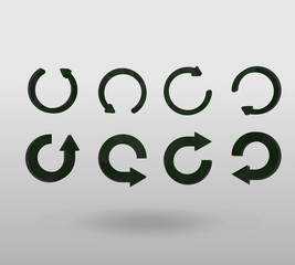 Arrow refresh icon reload sign set with polygonal triangles style. colorful arrow shape in modern polygonal crystal style on white background.