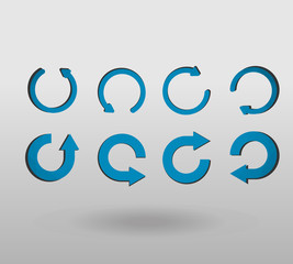 Arrow refresh icon reload sign set with polygonal triangles style. colorful arrow shape in modern polygonal crystal style on white background.