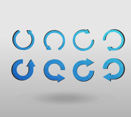 Arrow refresh icon reload sign set with polygonal triangles style. colorful arrow shape in modern polygonal crystal style on white background.