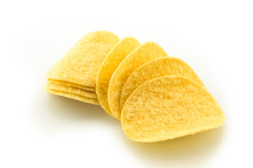 potato chips on white background.