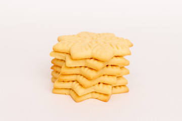 Cookie snowflake on a white background