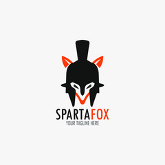 Spartan Logo design with a fox. Spartan Helm with Logo fox template. vector illustration, Modern professional logo set for sports teams.