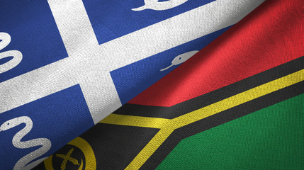 Martinique snake and Vanuatu two flags textile cloth, fabric texture