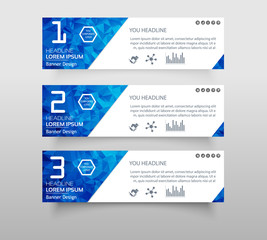 Set of infographic banner with polygonal, Geometric, Triangle pattern shape. web banner modern low polygon set background design, Geometric background. eps10 vector illustration.