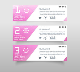 Set of infographic banner with polygonal, Geometric, Triangle pattern shape. web banner modern low polygon set background design, Geometric background. eps10 vector illustration.