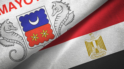 Mayotte and Egypt two flags textile cloth