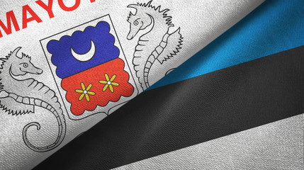 Mayotte and Estonia two flags textile cloth, fabric texture