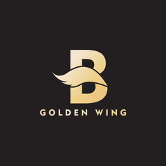 vector initial letter b business wing logo icon corporate technology concept gold color