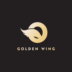 vector initial letter o business wing logo icon corporate technology concept gold color