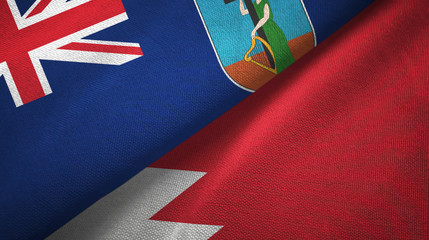 Montserrat and Bahrain two flags textile cloth, fabric texture