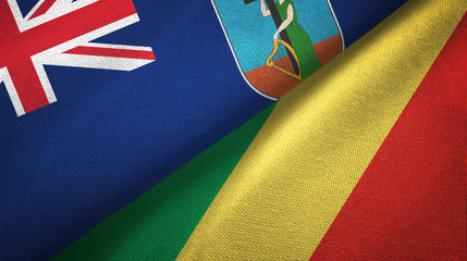 Montserrat and Congo two flags textile cloth, fabric texture