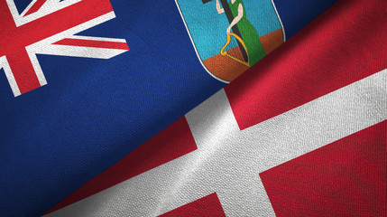 Montserrat and Denmark two flags textile cloth, fabric texture