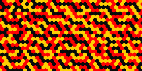 Screensaver for your desktop in the form of red-yellow-black honeycombs.