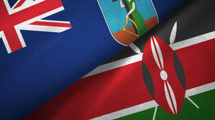 Montserrat and Kenya two flags textile cloth, fabric texture