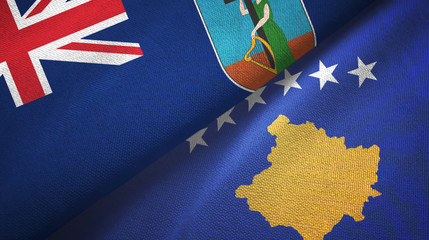 Montserrat and Kosovo two flags textile cloth, fabric texture