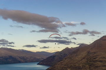 Paragliding under the beautiful sky in Queenstown