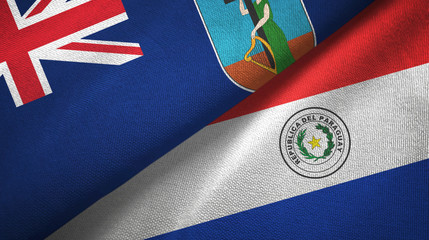 Montserrat and Paraguay two flags textile cloth, fabric texture