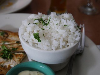 Steamed white rice served in a bowl