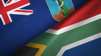 Montserrat and South Africa two flags textile cloth, fabric texture