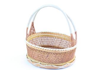 Bamboo basket on white background