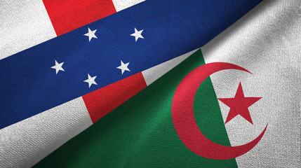 Netherlands Antilles and Algeria two flags textile cloth, fabric texture
