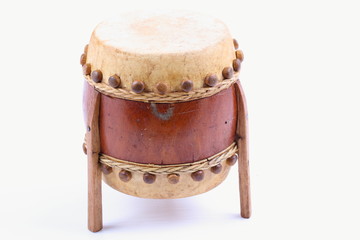 Ancient drum of thailand style isolated on white background