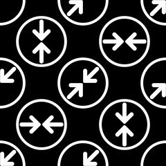 Fototapeta premium White Arrow icon isolated seamless pattern on black background. Direction Arrowhead symbol. Navigation pointer sign. Vector Illustration