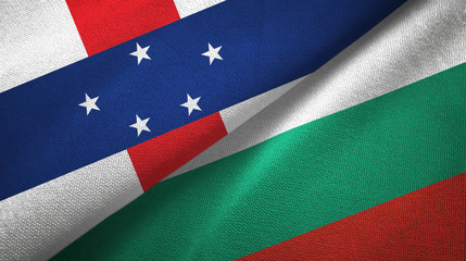 Netherlands Antilles and Bulgaria two flags textile cloth, fabric texture