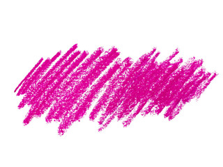 Violet or pink abstract crayon background. Purple crayon scribble texture. Wax pastel spot. Abstract crayon on white background. It is a hand drawn.