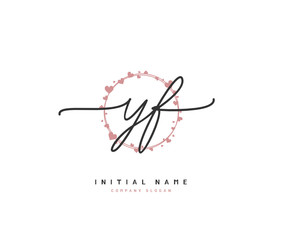Y F YF Beauty vector initial logo, handwriting logo of initial signature, wedding, fashion, jewerly, boutique, floral and botanical with creative template for any company or business.