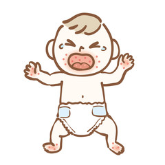 Illustration of hand-foot-and-mouth disease baby